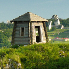 wieża obserwacyjna (w tle zamek w Podzamczu)