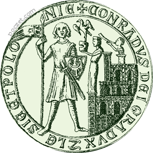 pieczęć piesza Konrada I głogowskiego (1249-74)