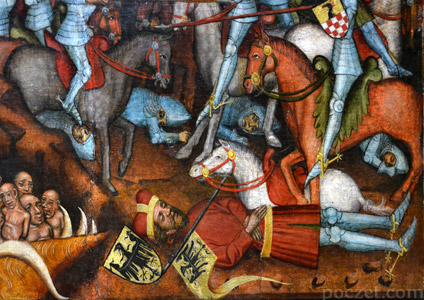 śmierć Henryka II Pobożnego w bitwie pod Legnicą - fragment tryptyku 'Legenda o Św. Jadwidze Śląskiej' z ok. 1440 roku
