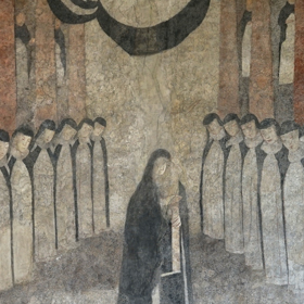 Eufemia raciborska pośród dominikanek - fresk w d. kościele dominikanek pw. Św. Ducha