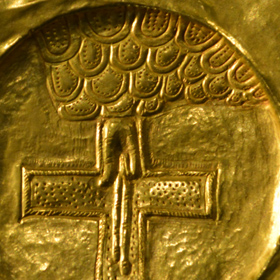 złoty kielich podróżny i patena opata tynieckiego wydobyte z grobu z poł. XI wieku