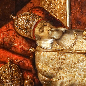 obraz przedstawiający ciało króla Zygmunta III Wazy na łożu paradnym