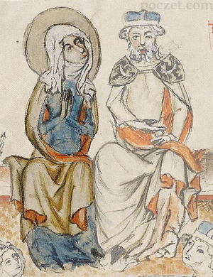 Jadwiga - podobizna z 'Żywota Św. Jadwigi' w 'Kodeksie lubińskim' (1353)